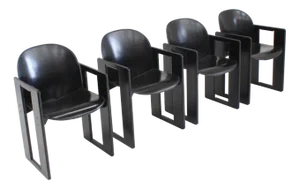 Dialogo Black Leather Dining Chairs by Afra and Tobia Scarpa for B&B Italia, 1974, Set of 4