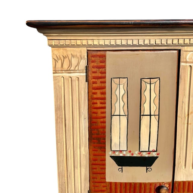 Vintage Trompe l'Oeil Painted Architectural Cabinet For Sale - Image 9 of 13