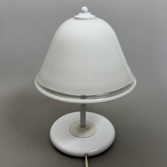 1970s Mushroom Table Lamp in Murano Glass and White Metal, 1970s For Sale - Image 5 of 13