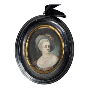 19th Century English Georgian Style Victorian Miniature Portrait of a Lady
