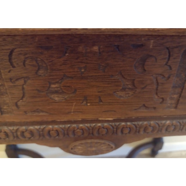 Vintage Drop-Front Writing Desk With Floral Stencil and Turned Legs For Sale - Image 12 of 12