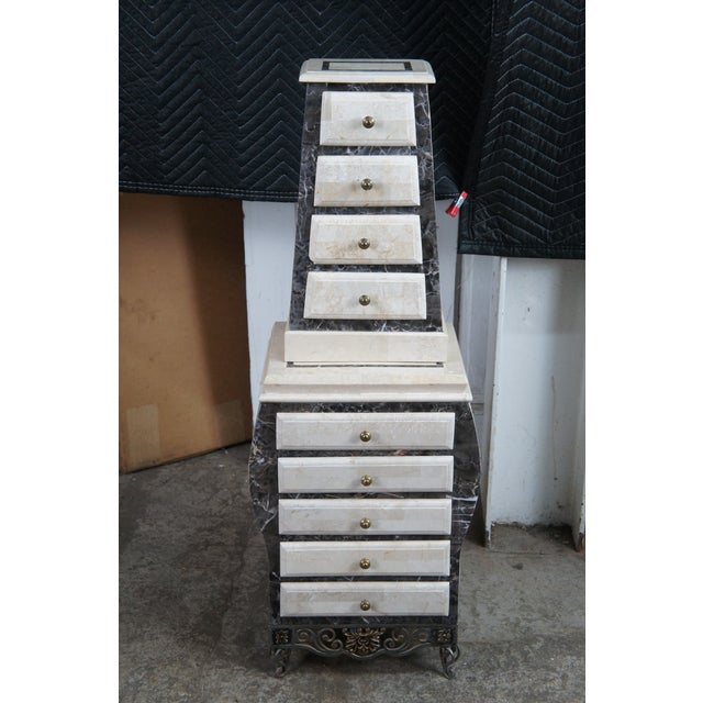 Late 20th Century Vintage Tessellated Stone & Iron Jewelry Cabinet Commode Lingerie Semanier For Sale - Image 5 of 12