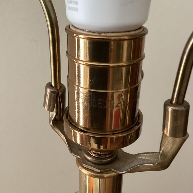 Metal Vintage Rare Ethan Allen Art Deco Brass and Enamel Urn Table Lamp Footed Base For Sale - Image 7 of 12