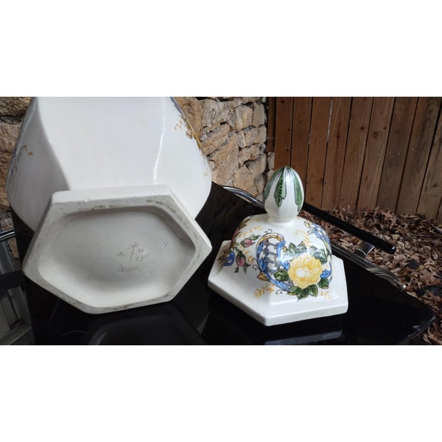 Ceramic Mid 20th Century Monumental Italian Majolica Hand-Painted Ginger Jar For Sale - Image 7 of 11