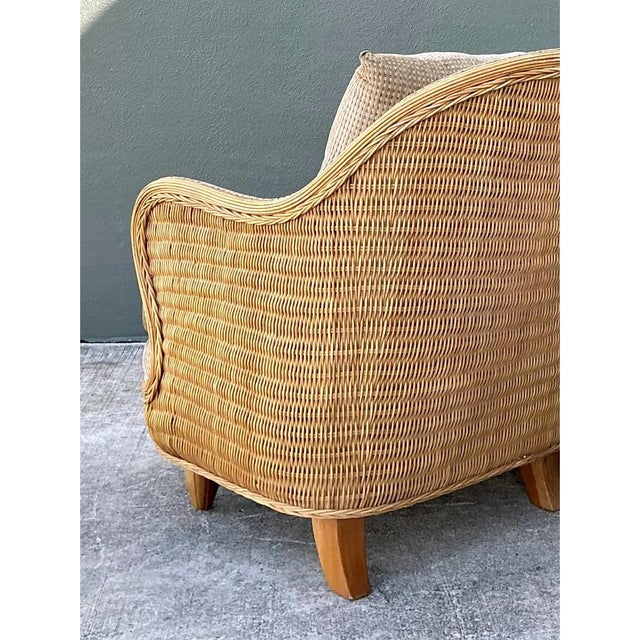 Late 20th Century Vintage Biomorphic Rattan Lounge Chairs - A Pair For Sale - Image 5 of 12