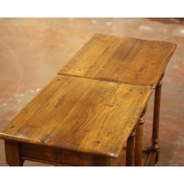 Pair of Mid-Century French Louis XIII Style Normandy Oak Side Tables For Sale - Image 4 of 15
