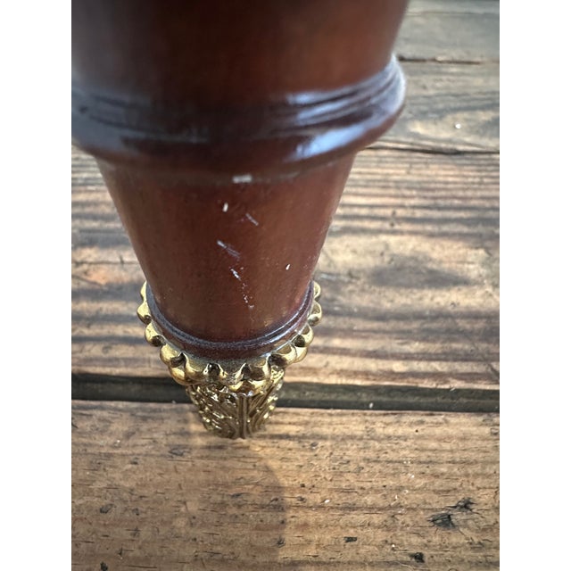 Theodore Alexander Theodore Alexander Mahogany Desk With Cast Brass Accents and Two Drawers For Sale - Image 4 of 12