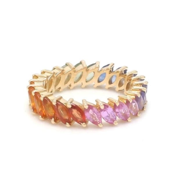 Natural 3.70 cts rainbow sapphire ring in 14k gold For Sale - Image 11 of 18