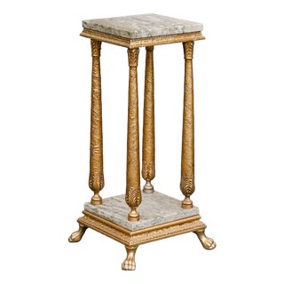 Antique-Style Flower Pedestal with Marble For Sale