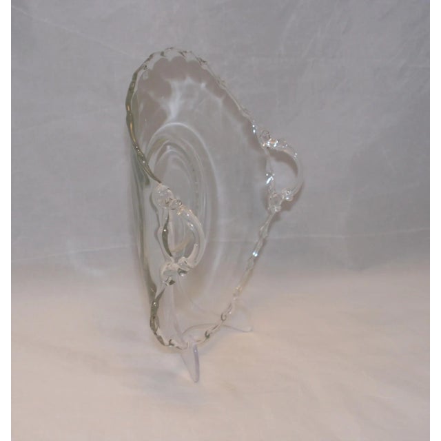 Fostoria Mid Century Fostoria Glass Century Pattern Hand Crafted Clear Double Handle Curved Serving Plate For Sale - Image 4 of 7