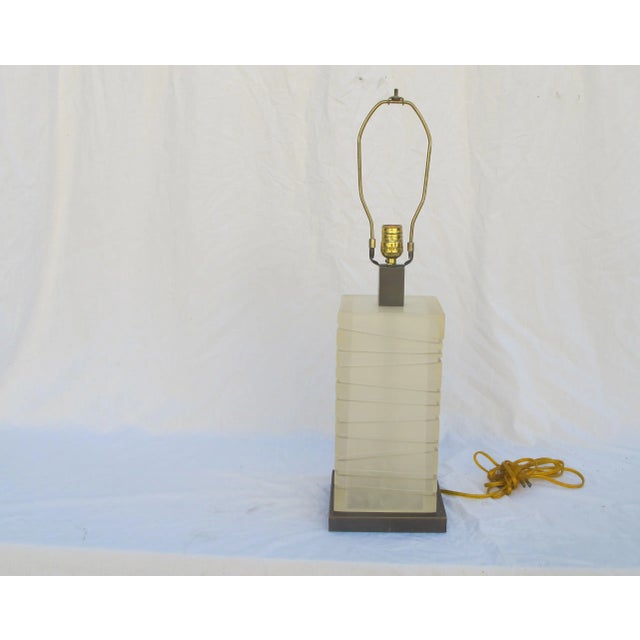 Mid-Century Modern Vintage 1970s Frosted Plexiglass Table Lamp For Sale - Image 3 of 5