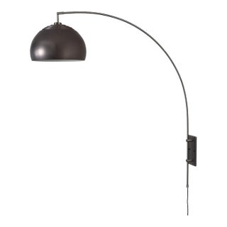 1960s Morelli Half Dome Wall Mounted Lamp by Nova of California - Modern Wall Arc Lamp, Black Nickel Finish, Light Fixure, Dimmable For Sale