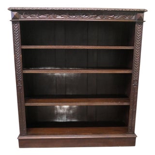 Carved Oak Open Bookcase For Sale