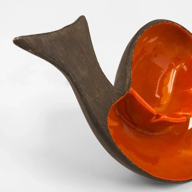 1950's Ceramic Cathall/Ashtray With Orange Glaze by Jaru of California For Sale In Los Angeles - Image 6 of 8
