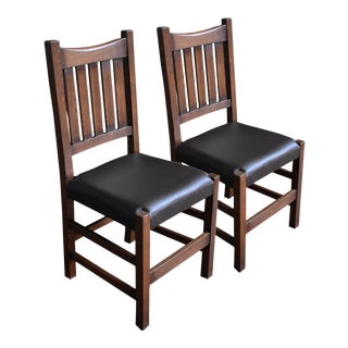 Crafters and Weavers Mission Spindle Dining Side Chairs- A Pair For Sale