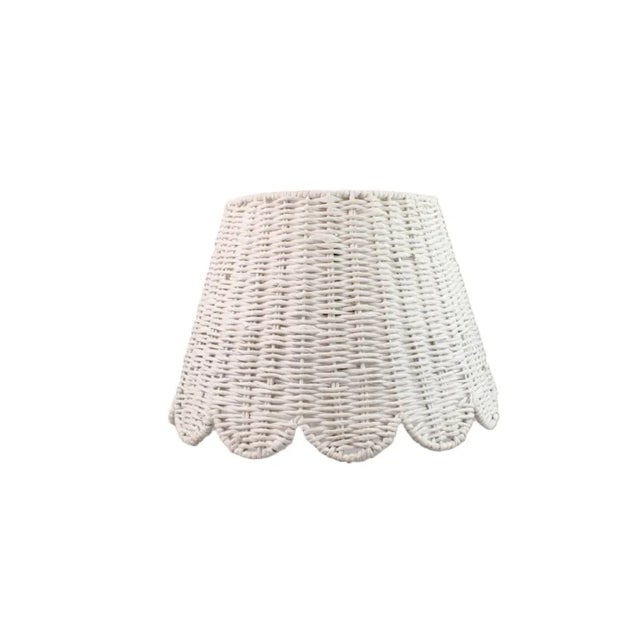 14" Scalloped Lamp Shade in Rattan For Sale - Image 4 of 4
