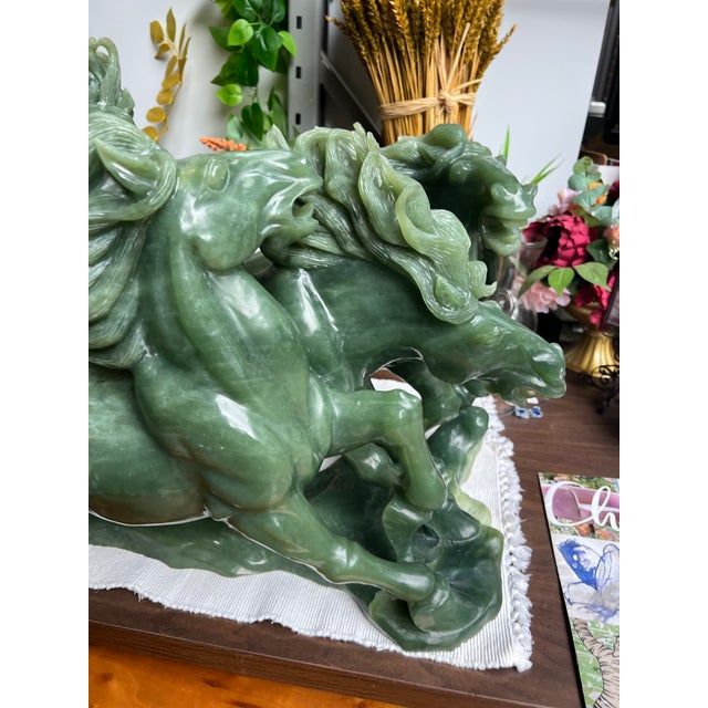 1970s Monumental Running Horses Imperial Jade Sculpture 75 LBS For Sale In Atlanta - Image 6 of 7