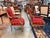 French Country Pair Antique Carved Red Tartan Arm Chairs For Sale - Image 3 of 10