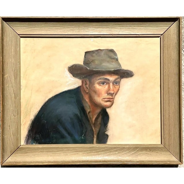 Vintage Boho Original 1956 Pastel Oil Painting on Paper For Sale - Image 9 of 12