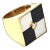 Vintage Italian 18k Gold, Onyx and Mother of Pearl Geometric Ring, Size 7 For Sale