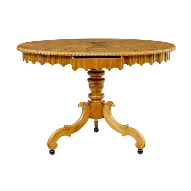 19th Century Swedish Oval Burr Birch Occasional Table, 1870 For Sale - Image 3 of 9