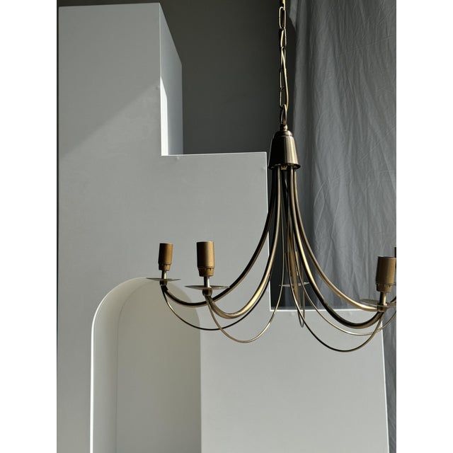 Modern Modern Five-Arm Metal Chandelier, 1980s For Sale - Image 3 of 18