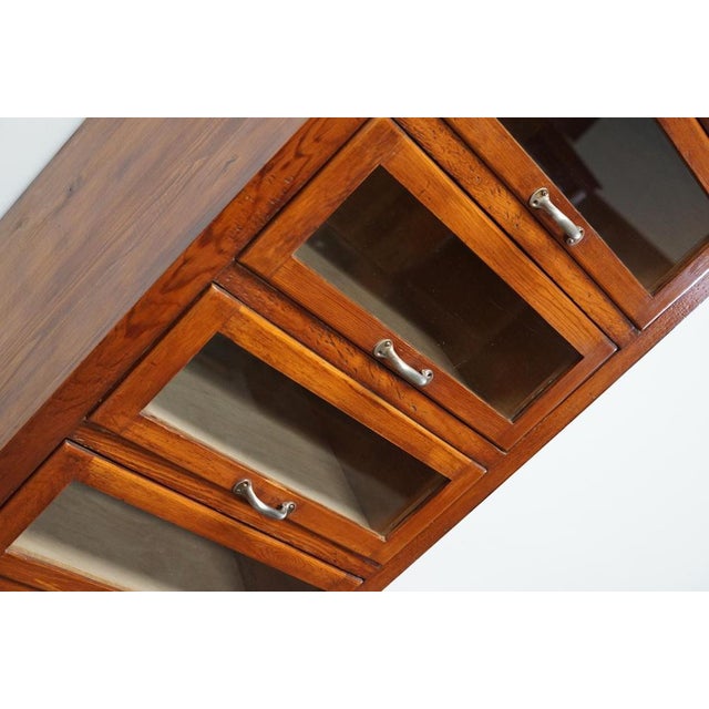 Brown Tall Vintage German Pine Haberdashery Shop Cabinet, 1950s For Sale - Image 8 of 18