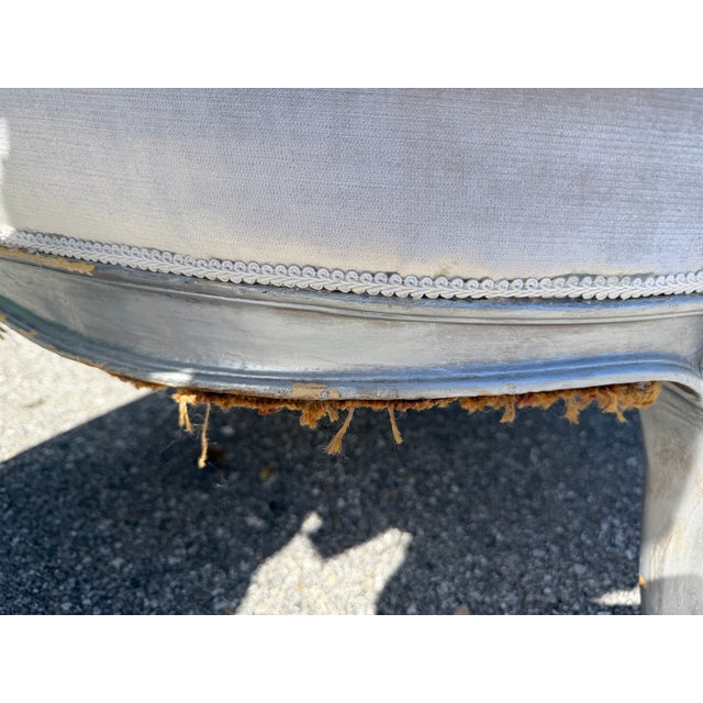 Vintage Painted Silver Leaf Upholstered Wingback Chair For Sale - Image 10 of 14