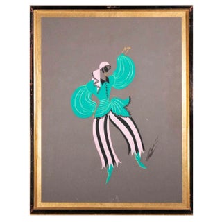 Erté, La Traviata, Dancer of the Bohemian Ballet, 3rd Act, Gouache on Paper, 1948 For Sale