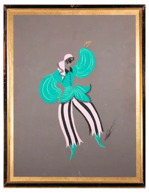 Erté, La Traviata, Dancer of the Bohemian Ballet, 3rd Act, Gouache on Paper, 1948