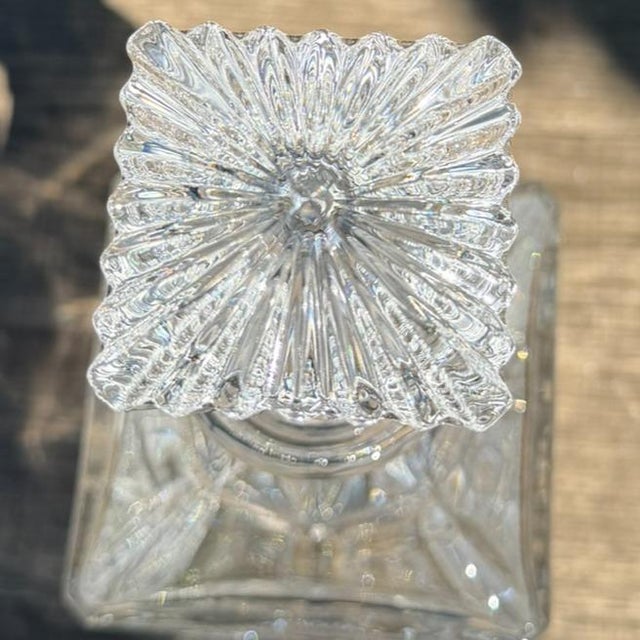 Hollywood Regency Late 20th Century Crystal Clear Industries Monarch Crystal Square Decanter Stopper For Sale - Image 3 of 12