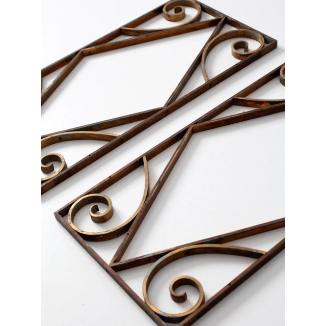 Brass Antique Brass Architecural Panels - A Pair For Sale - Image 8 of 11