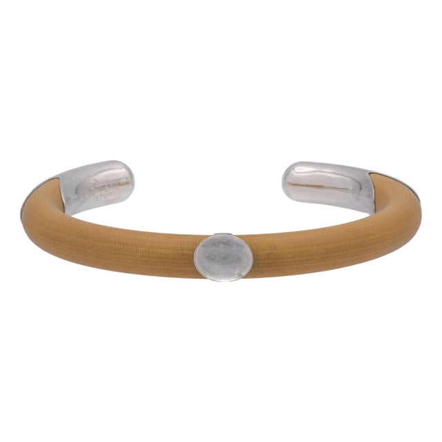 1970s Tiffany & Co. Elsa Peretti Silver/ Rattan Wood Cuff Bracelet For Sale