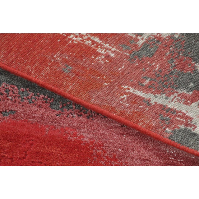 Textile Rug & Kilim’s Modern Abstract Runner Rug, Bold Red With Silver Abstract Pattern For Sale - Image 7 of 7