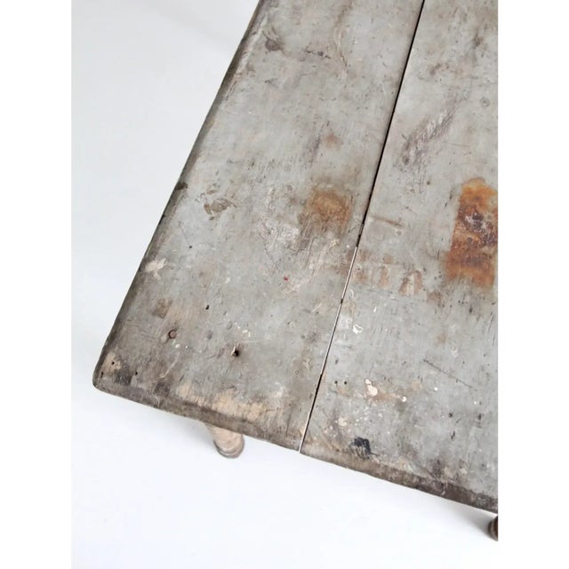 Gray Antique Table With Drawer For Sale - Image 8 of 13
