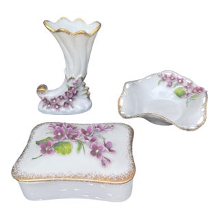 1950s Lefton Romantic Boudoir Decorative Accent Set of 3 For Sale