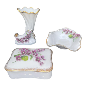 1950s Lefton Romantic Boudoir Decorative Accent Set of 3
