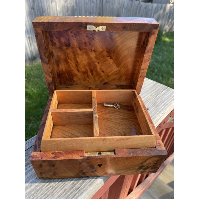 Moroccan Box Circa 1990s Thuya Wood Jewelry Box, Vintage Handmade, Burl Wood For Sale - Image 4 of 11