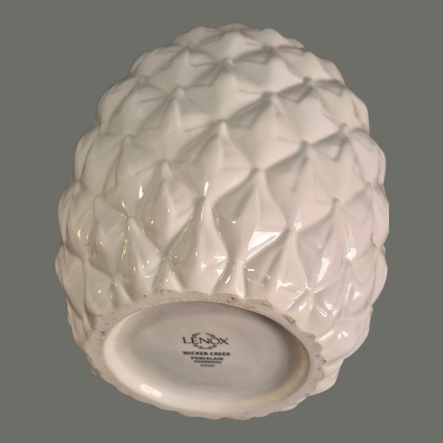 Lenox Wicker Creek White Ceramic Pineapple Canister Cookie Jar For Sale - Image 6 of 7
