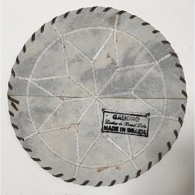 Rustic Vintage Patchwork Cowhide Trivet or Placemat, Southwest Western Star Motif Table Accent, Round For Sale - Image 3 of 8