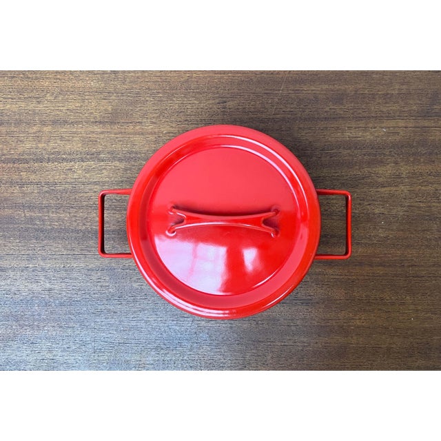 1960s Mid-Century Modern Red Enamel Pot by Seppo Mallat for Finel, 1960s For Sale - Image 5 of 16