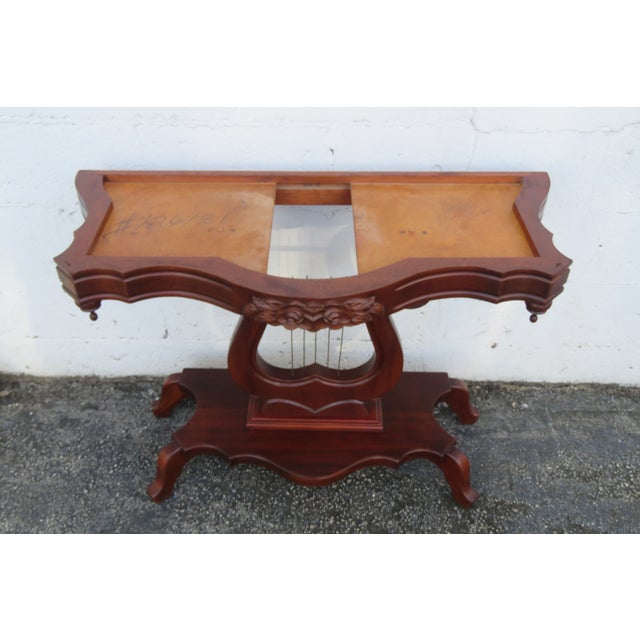 Mid 20th Century Victorian Style Marble Top Harp Design Console Entry Table For Sale - Image 13 of 17