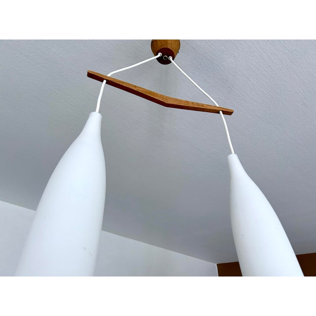 Scandinavian Pendant Light in Teak and Glass, 1960s For Sale - Image 4 of 15