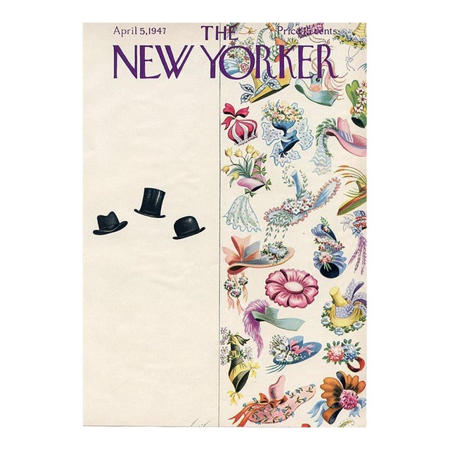 1947 Vintage New Yorker Magazine Cover, April 5, Constantin Alajalov Cover Art, Easter Parade For Sale