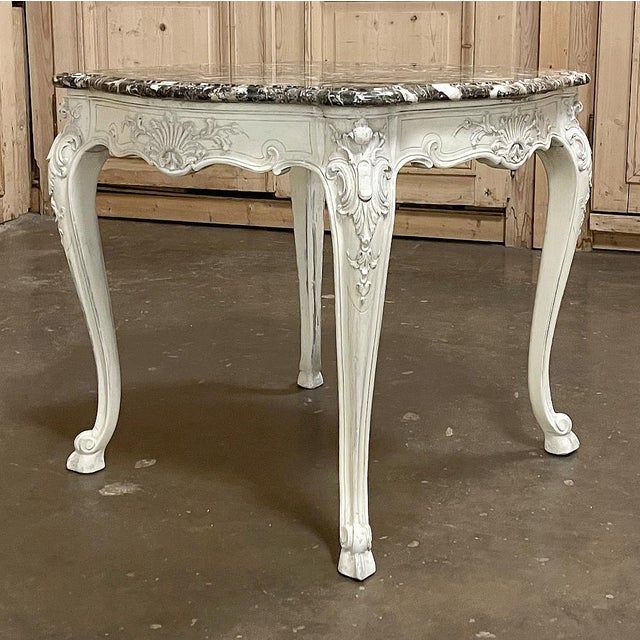19th Century French Regence Painted Marble Top Table For Sale - Image 12 of 14