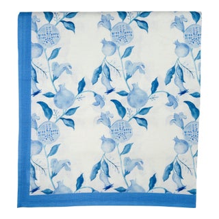 Blue & White Pomegranate Tablecloth For Sale