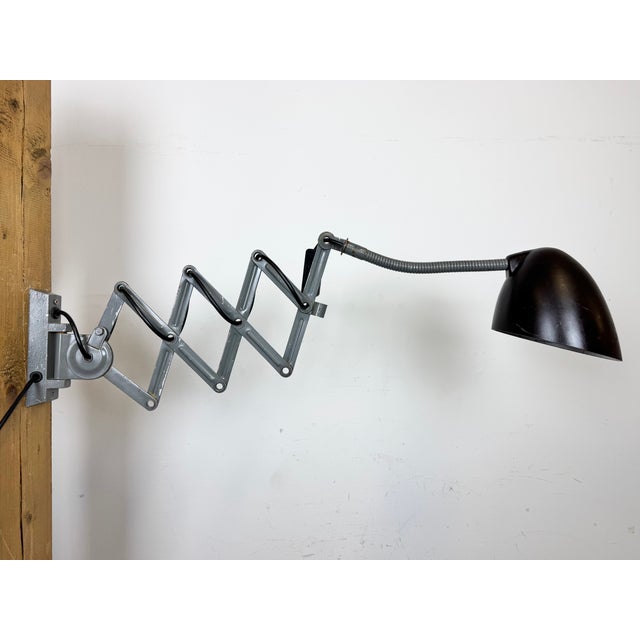 Industrial Grey Scissor Wall Lamp from Elektroinstala, 1960s For Sale - Image 12 of 18