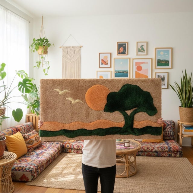 1970s Frank Lane 1970s Tree of Life Fiber Art Rug Wall Hanging For Sale - Image 5 of 13