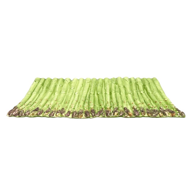 Vintage Asparagus Ceramic Serving Platter / Tray – Majolica Style / Country French For Sale - Image 10 of 15