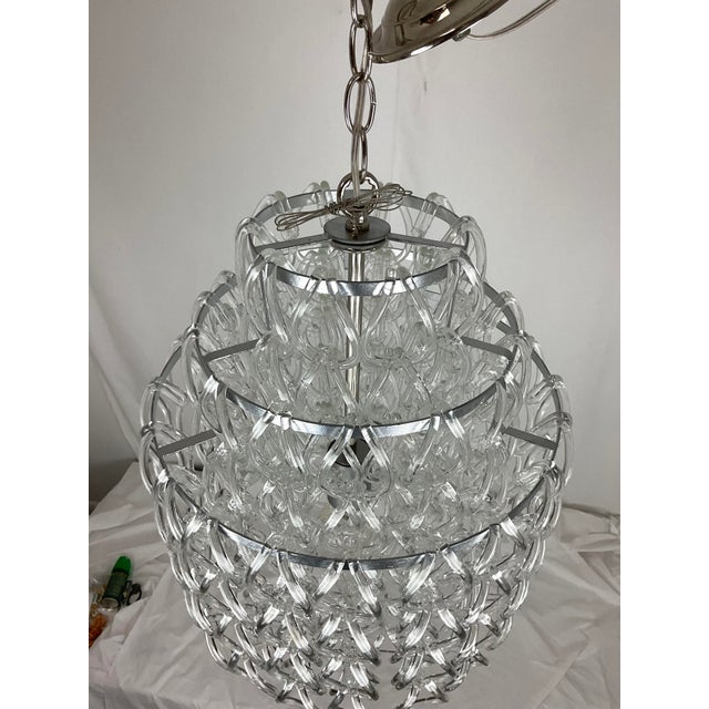 Mid-Century Modern Vintage Murano Glass Chandelier For Sale - Image 3 of 9